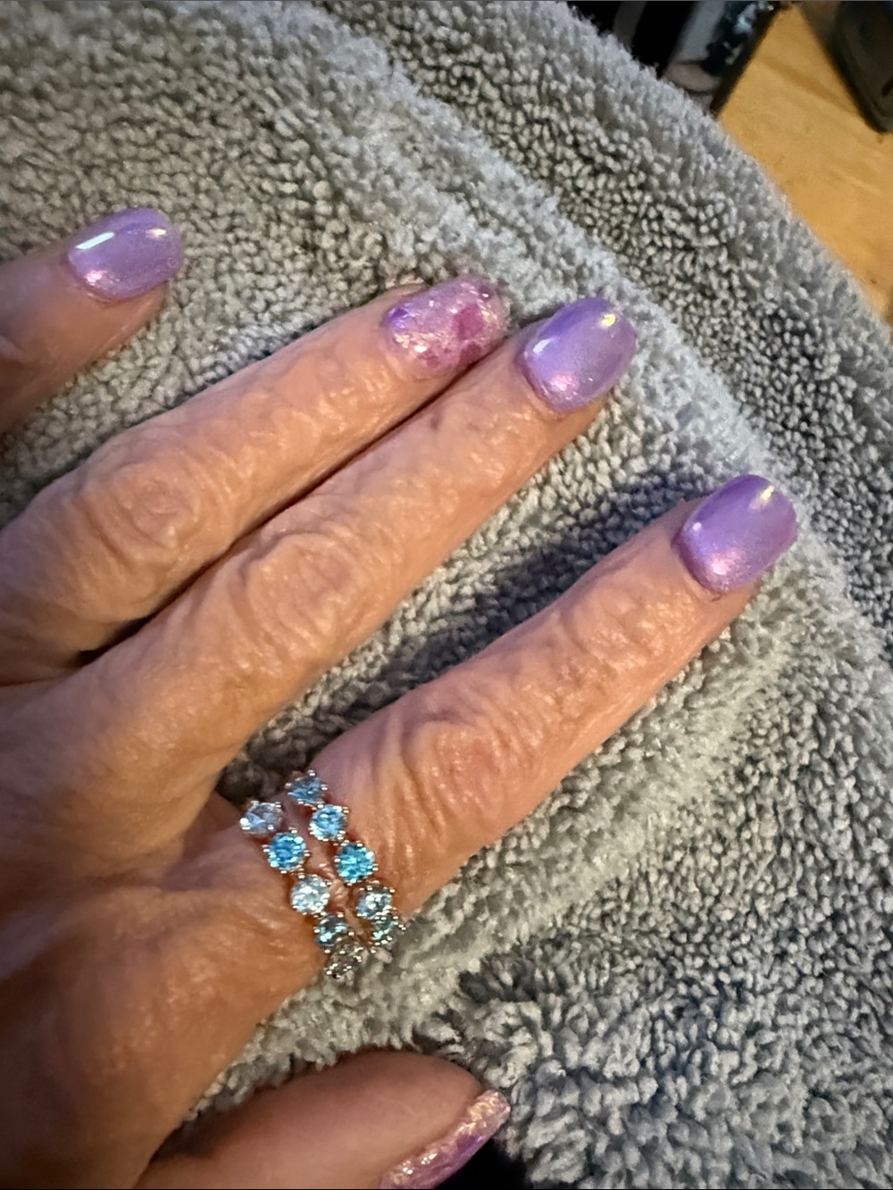 BP gradient Blue Crystal double row on rose gold plating